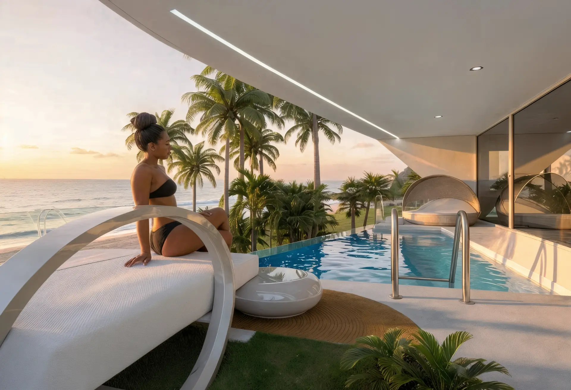 Dawn Villa — master suite jacuzzi with ocean views