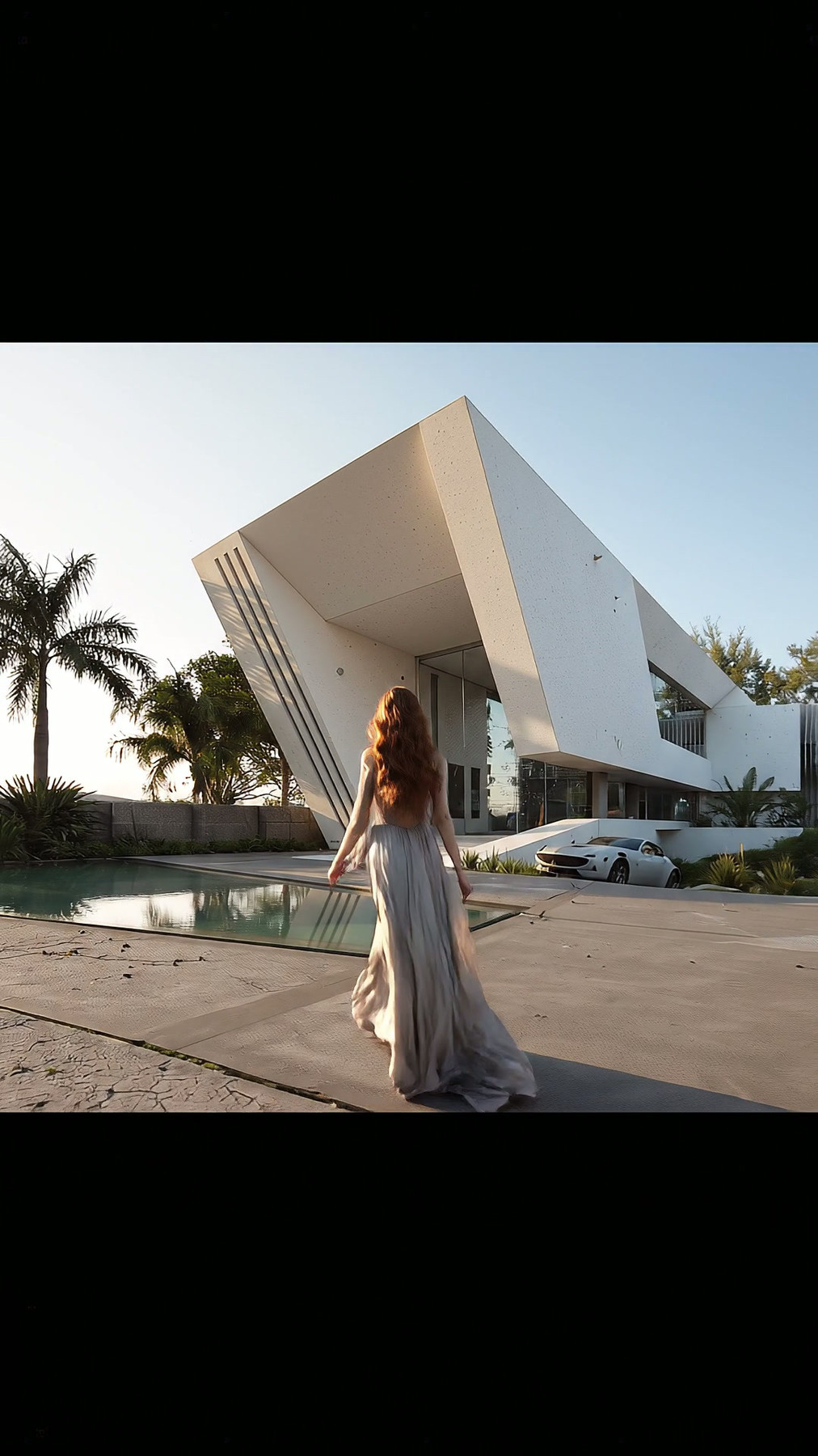 White entrance facade
