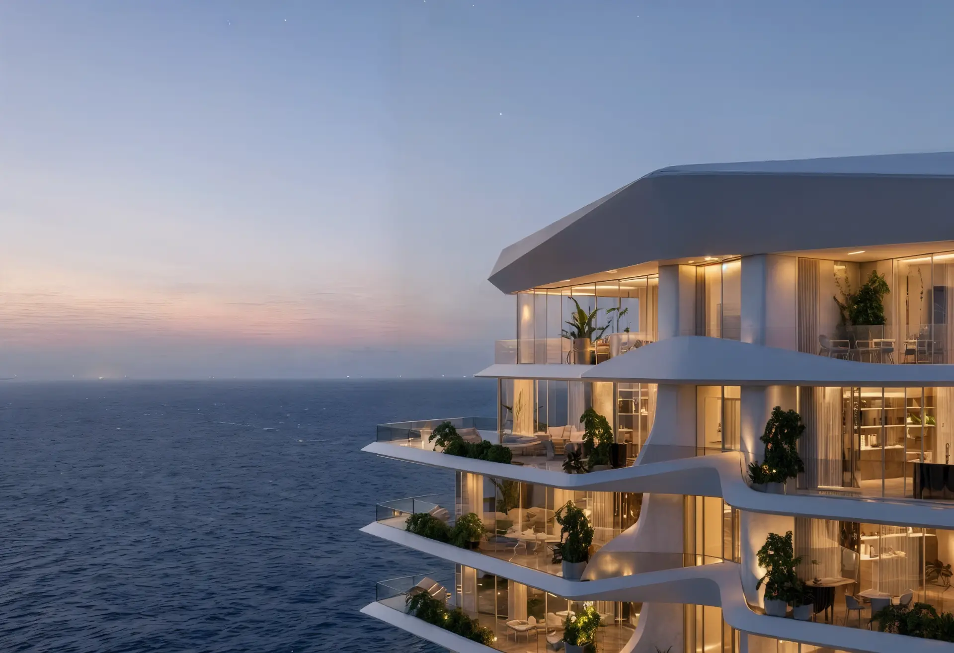 Atmosphere Home Spa — aerial view of a sculptural tower facing the Atlantic Ocean