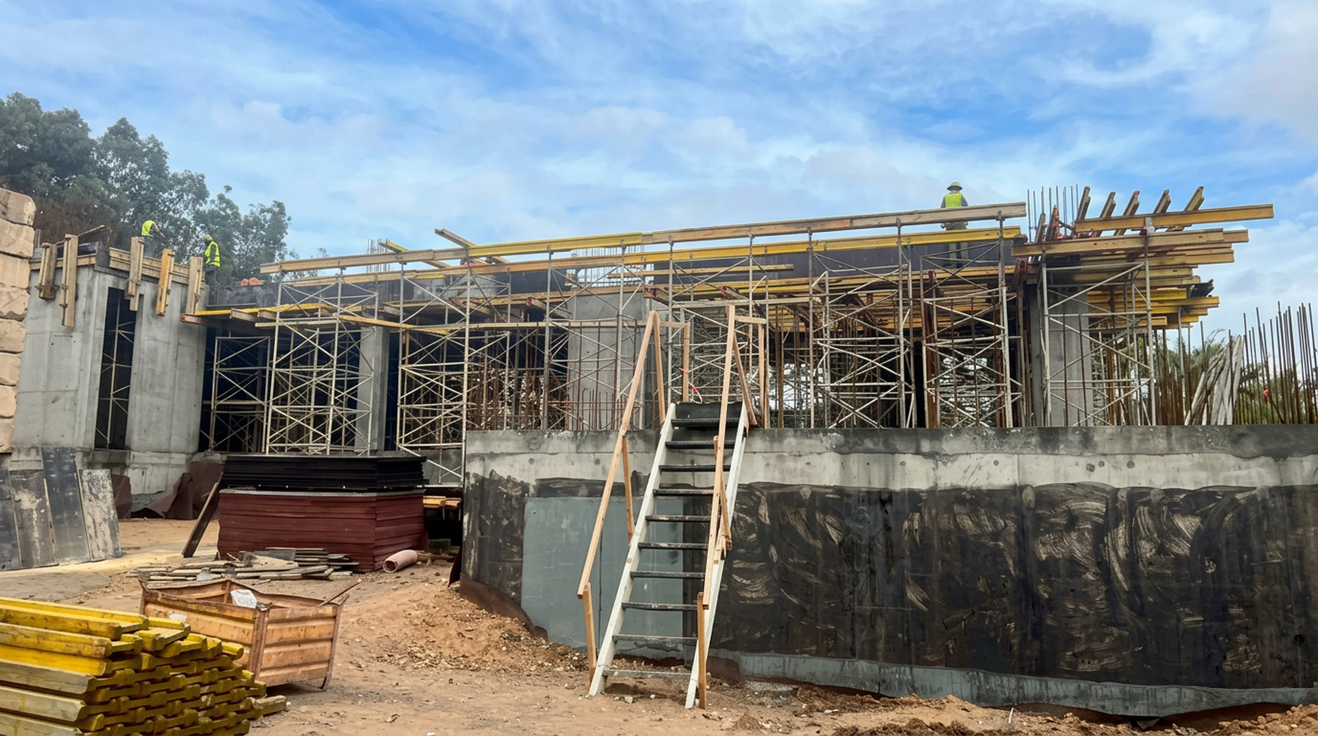 Formwork and scaffolding across the concrete structure of Casablanca House