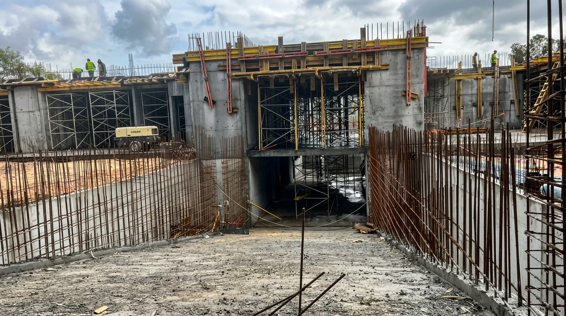 Reinforced access ramp and concrete structure of Casablanca House under construction